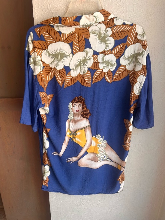 Pierre Cardin Other - Vtg Pierre Cardin Hawaiian shirt pin up lady in swimsuit Size Small
